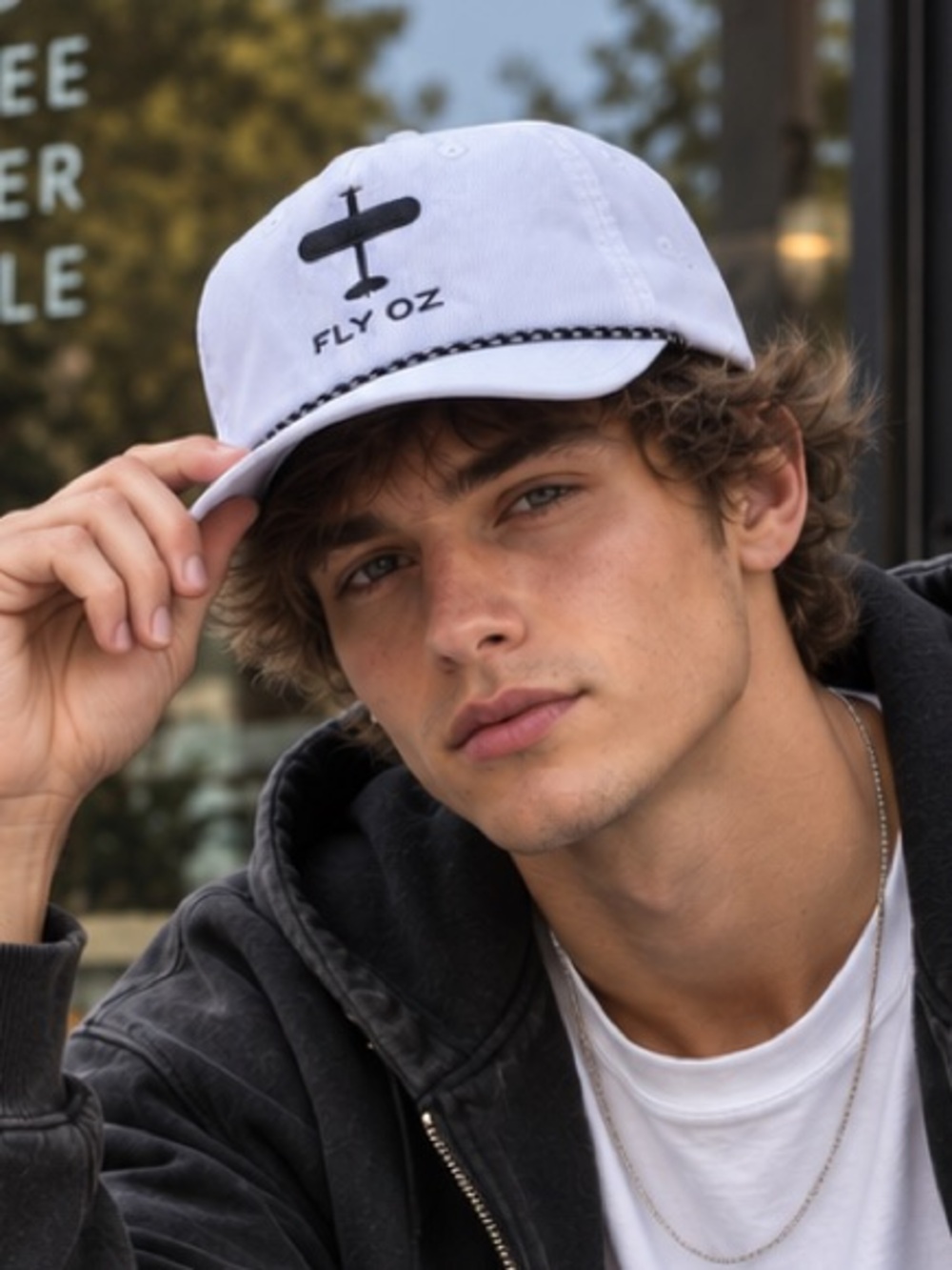 Fly Oz Embroidered White Baseball Cap